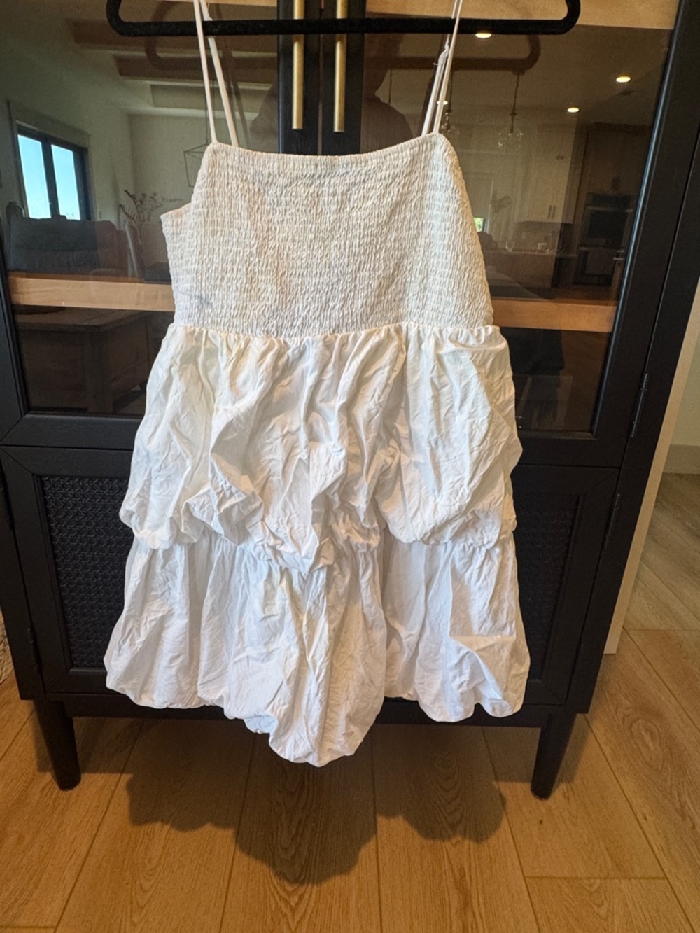 White Tiered Smocked Mini Skirt